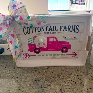 Pink Easter Bunny Farm Sign